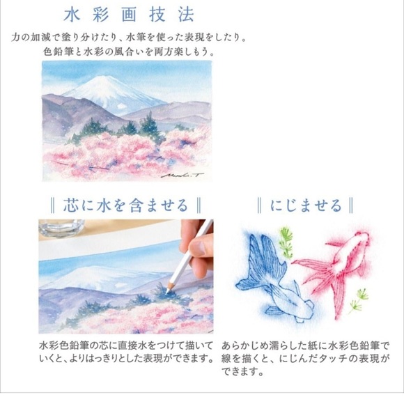 Mitsubishi Uni Watercolor Pencil Compact Chap. 1 Basic Tone 12 Colors NEW - Picture 6 of 7